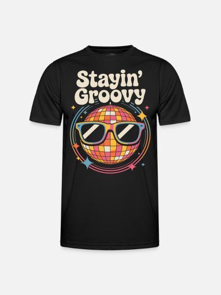 Bunte Diskokugel mit Sonnenbrille - Männer Funktions-T-Shirt - Schwarz