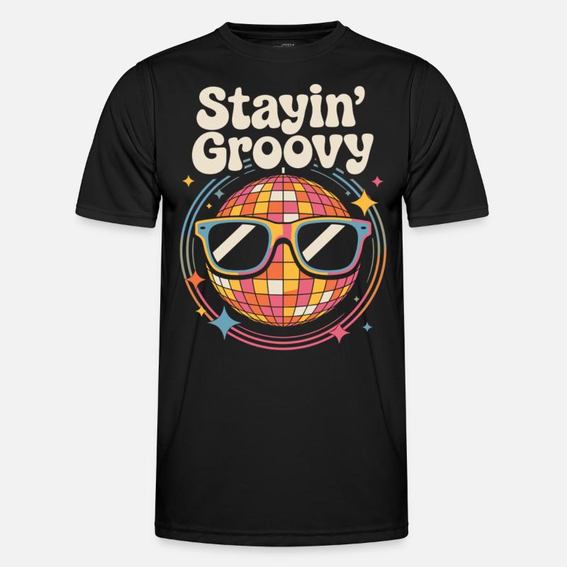 Bunte Diskokugel mit Sonnenbrille - Männer Funktions-T-Shirt - Schwarz