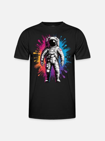 Kleur Splash Astronaut Shirt - Functioneel T-shirt voor mannen - zwart