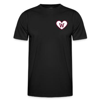 Buchstabe w Herz Sport Burgunderrot Trend - Geschenkidee - Männer Funktions-T-Shirt - Schwarz - Vorne - AI Model Male 178 dark (178cm)