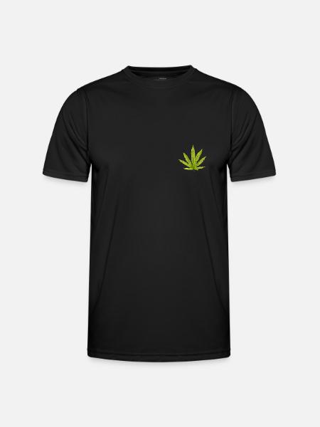 Hanfblatt - Männer Funktions-T-Shirt - Schwarz