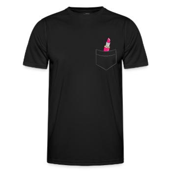 Lippenstift - In Brusttasche / Hemdtasche - Männer Funktions-T-Shirt - Schwarz - Vorne - AI Model Male 178 dark (178cm)