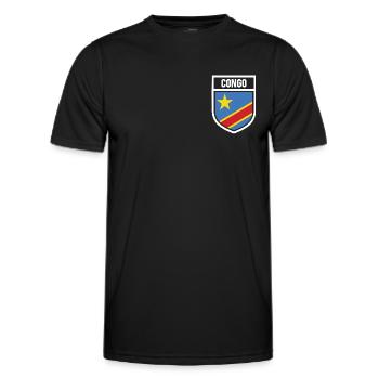 Kongo - Nationalfahne im Wappen - Männer Funktions-T-Shirt - Schwarz - Vorne - AI Model Male 178 dark (178cm)