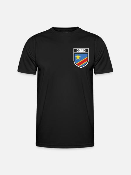 Kongo - Nationalfahne im Wappen - Männer Funktions-T-Shirt - Schwarz