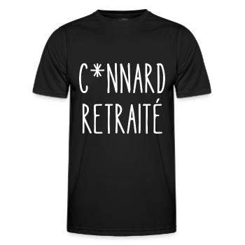 connard retraité - T-shirt sport Homme - noir - Devant - AI Model Male 178 dark (178cm)