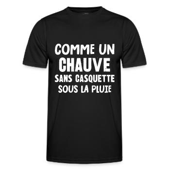 comme un chauve - T-shirt sport Homme - noir - Devant - AI Model Male 178 dark (178cm)