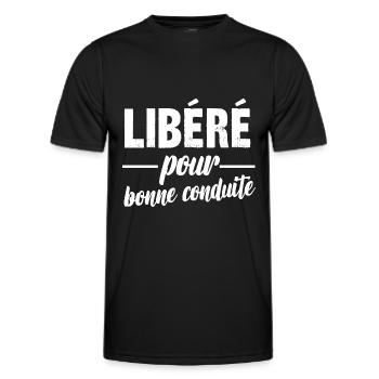 libéré pour bonne conduite - T-shirt sport Homme - noir - Devant - AI Model Male 178 dark (178cm)