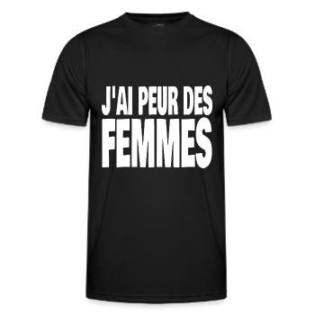j'ai peur des femmes - T-shirt sport Homme - noir - Devant - AI Model Male 178 dark (178cm)