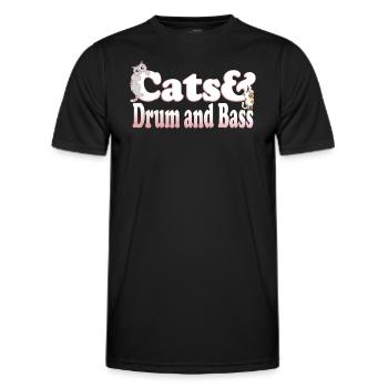 Cute Kawaii Cats And Drum and Bass Women's Cat and - Männer Funktions-T-Shirt - Schwarz - Vorne - AI Model Male 178 dark (178cm)