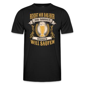 Reicht Mir Das Bier Rudi Saufen Namen - Männer Funktions-T-Shirt - Schwarz - Vorne - AI Model Male 178 dark (178cm)