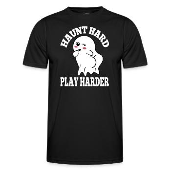 aunted Hard Play Harder Tee Spirited Fun Festive - Männer Funktions-T-Shirt - Schwarz - Vorne - AI Model Male 178 dark (178cm)