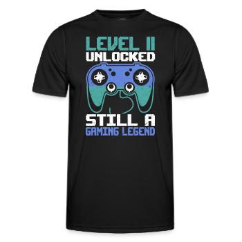 Level 11 Unlocked Still a Gaming Legend Birthday - Men's Functional T-Shirt - black - Front - AI Model Male 178 dark (178cm)