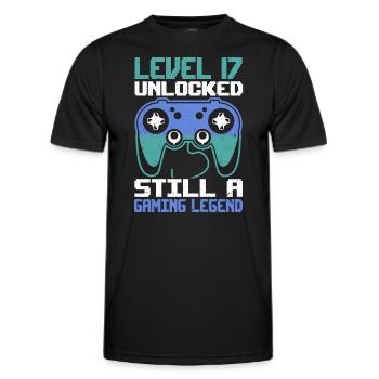 Level 17 Unlocked Still a Gaming Legend Birthday - Männer Funktions-T-Shirt - Schwarz - Vorne - AI Model Male 178 dark (178cm)
