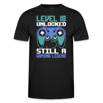 Level 18 Unlocked Still a Gaming Legend Birthday - Männer Funktions-T-Shirt - Schwarz - Vorne - AI Model Male 178 dark (178cm)