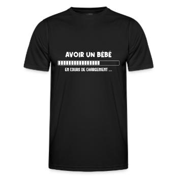 Avoir un Bébé en Cours de Chargement - T-shirt sport Homme - noir - Devant - AI Model Male 178 dark (178cm)