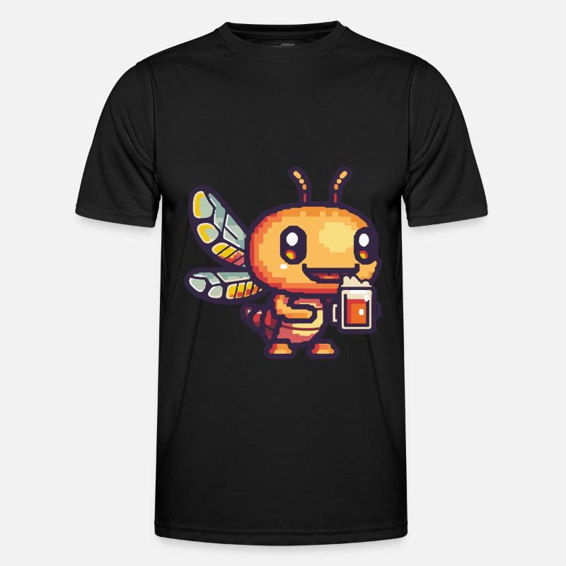 Libelle Pixel Bier - Männer Funktions-T-Shirt - Schwarz