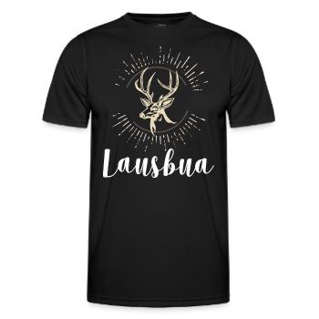 Lausbua Hirsch Lederhosen - Männer Funktions-T-Shirt - Schwarz - Vorne - AI Model Male 178 dark (178cm)