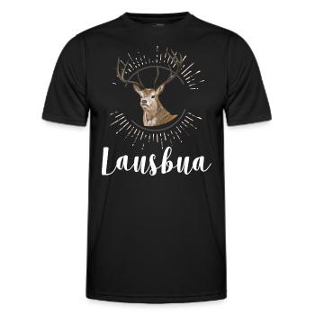 Lausbua Hirsch Lederhosen - Männer Funktions-T-Shirt - Schwarz - Vorne - AI Model Male 178 dark (178cm)