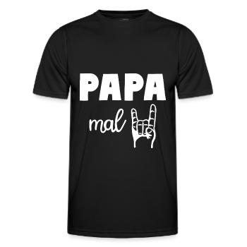 Papa mal Zwei 2 Kinder Rocker Vater - Männer Funktions-T-Shirt - Schwarz - Vorne - AI Model Male 178 dark (178cm)