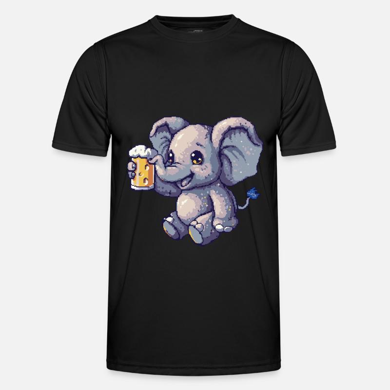 Elephant Pixel Beer - Men's Functional T-Shirt - black