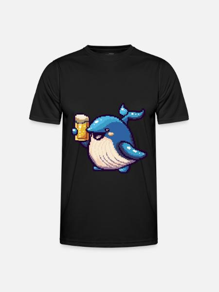 Whale Pixel Beer - Men's Functional T-Shirt - black
