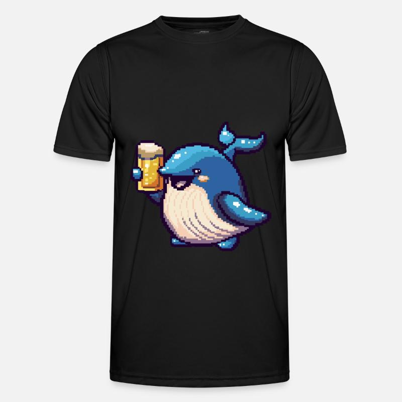 Wal Pixel Bier - Männer Funktions-T-Shirt - Schwarz