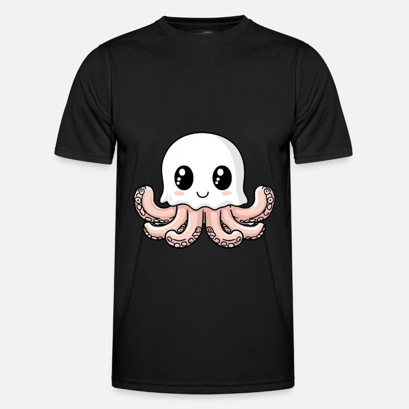 Octopus Halloween Comic Ghost - Men's Functional T-Shirt - black