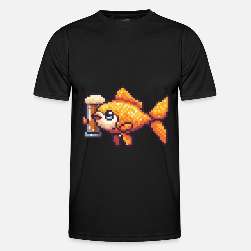 Goldfish Pixel Beer - Men's Functional T-Shirt - black