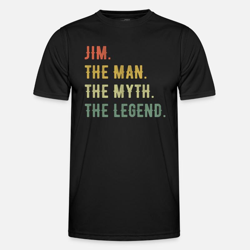 James Jim First Name Short Form Man Myth Legend - Men's Functional T-Shirt - black