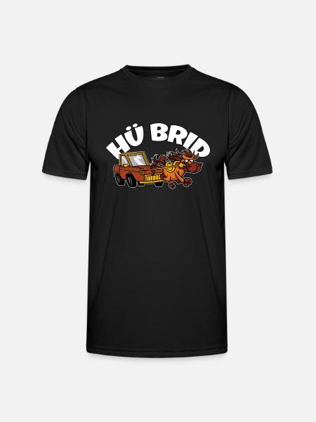 Sjov tegneserie Hest Bil Motor Hest Fan Hü Brid - Funktionsshirt til herrer - sort