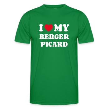 Berger Picard Berger de Picardie Hundebesitzer - Männer Funktions-T-Shirt - Kelly Green - Vorne - AI Model Male 178 dark (178cm)