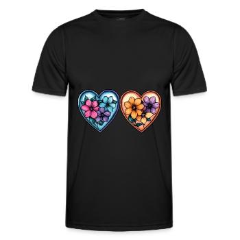 Hearts Love Flowers - Men's Functional T-Shirt - black - Front - AI Model Male 178 dark (178cm)