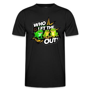 Funny Frog Lovers Who Let The Frogs Out - Men's Functional T-Shirt - black - Front - AI Model Male 178 dark (178cm)