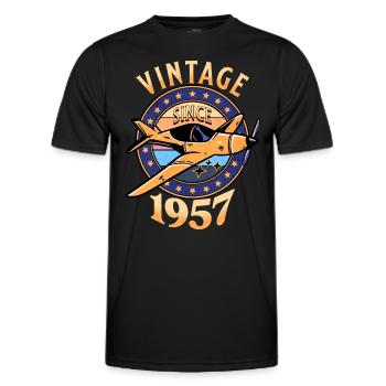 Vintage Aircraft 1957 65 Jahre Jubiläum - Männer Funktions-T-Shirt - Schwarz - Vorne - AI Model Male 178 dark (178cm)