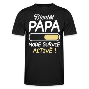 Bientôt Papa Mode Survie Activé Futur Papa 2024 - T-shirt sport Homme - noir - Devant - AI Model Male 178 dark (178cm)