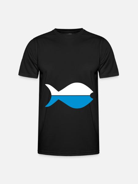 Zwei Fischhälften - Männer Funktions-T-Shirt - Schwarz
