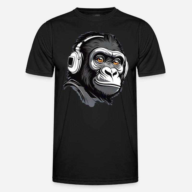 Cooler Gorilla mit Kopfhörer Männer Funktions-T-Shirt