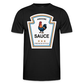 Rooster Joke Humor Cocktail Sauce - Men's Functional T-Shirt - black - Front - AI Model Male 178 dark (178cm)