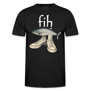 Fish Badly Written Fish Meme Fih - Men's Functional T-Shirt - black - Front - AI Model Male 178 dark (178cm)