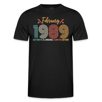 Février 1989 anniversaire Février 1989 rétro - T-shirt sport Homme - noir - Devant - AI Model Male 178 dark (178cm)