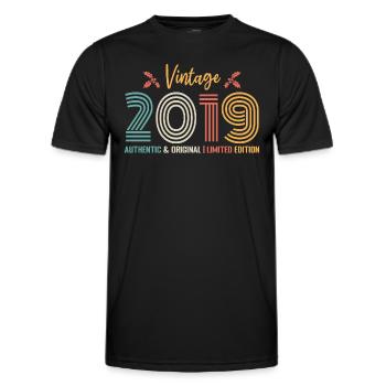 Birthday 2019 Birthday Born in 2019 Retro - Men's Functional T-Shirt - black - Front - AI Model Male 178 dark (178cm)