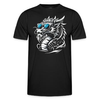 Cool Chinese dragon with sunglasses - Men's Functional T-Shirt - black - Front - AI Model Male 178 dark (178cm)