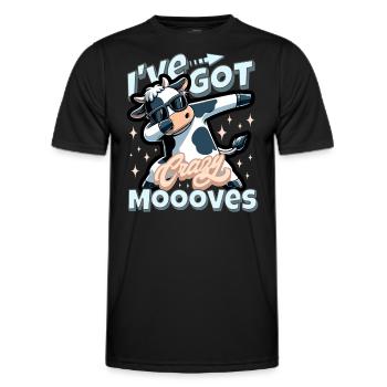 Funny Cow Pun - I've got crazy moooves - Men's Functional T-Shirt - black - Front - AI Model Male 178 dark (178cm)