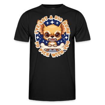 Angry Chihuahua - Big Bone - dog pun shirt gift - Men's Functional T-Shirt - black - Front - AI Model Male 178 dark (178cm)