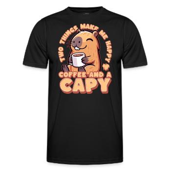 Kaffee Capybara - Coffeebara - Capyrista - Capycin - Männer Funktions-T-Shirt - Schwarz - Vorne - AI Model Male 178 dark (178cm)