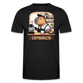Kaffee Capybara - Coffeebara Capybarista Capycino - Männer Funktions-T-Shirt - Schwarz - Vorne - AI Model Male 178 dark (178cm)
