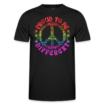 Proud to be different - Peace Logo Pride Love - Men's Functional T-Shirt - black - Front - AI Model Male 178 dark (178cm)