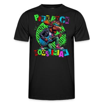 Punk Rock Mooseician - Punk Moose playing guitar - Men's Functional T-Shirt - black - Front - AI Model Male 178 dark (178cm)