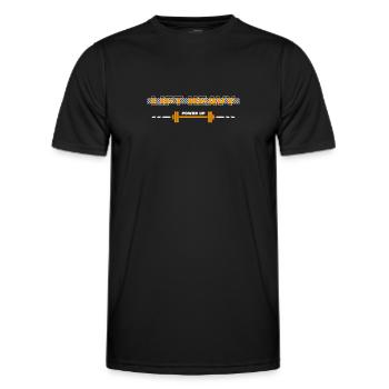 "Power Up: Heben Sie schwer und erreichen Sie neue Höhen - Männer Funktions-T-Shirt - Schwarz - Vorne - AI Model Male 178 dark (178cm)