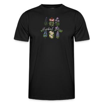 Collection botanique Herbal Bliss - T-shirt sport Homme - noir - Devant - AI Model Male 178 dark (178cm)
